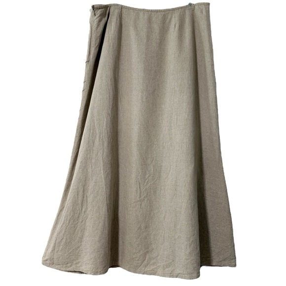 Linen 36” Waist Khaki Maxi Skirt Fully Lined Side Zip Neutral NormCore Size 16 - Picture 5 of 7